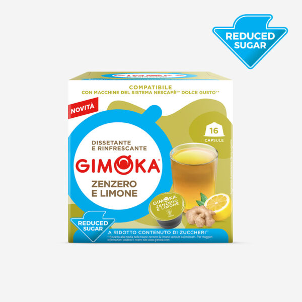 Gimoka tisana zenzero e limone a ridotto contenuti di zuccheri compatibile dolce gusto